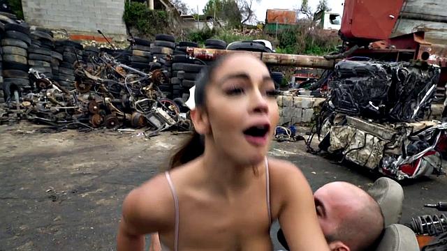 A Latina babe in thongs get her tight ass drilled in POV outdoor action