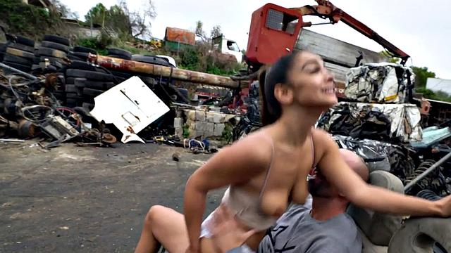 A Latina babe in thongs get her tight ass drilled in POV outdoor action