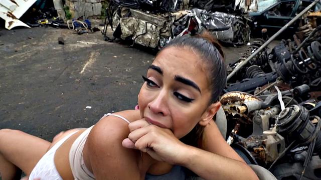 A Latina babe in thongs get her tight ass drilled in POV outdoor action