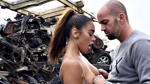 A Latina babe in thongs get her tight ass drilled in POV outdoor action