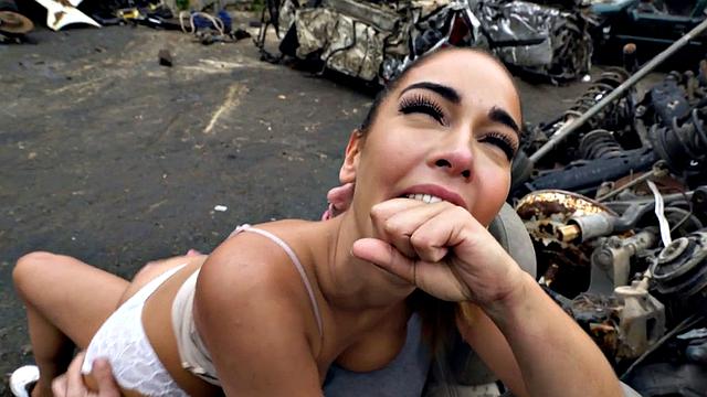 A Latina babe in thongs get her tight ass drilled in POV outdoor action