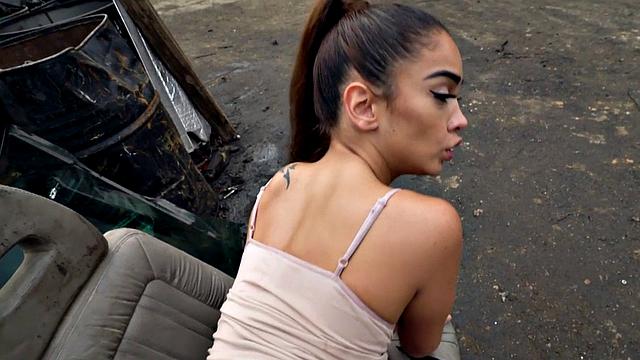 A Latina babe in thongs get her tight ass drilled in POV outdoor action