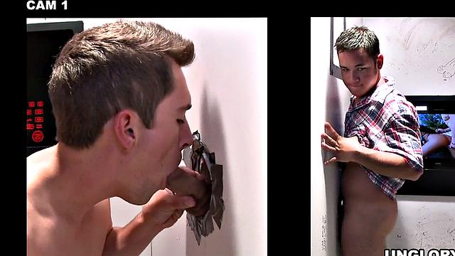 Facial loving gay sucks str8 in secret gloryhole