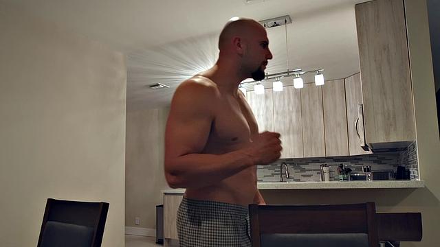 Watch as this amateur babe with brown hair gets a steamy shower & handjob from her burglar