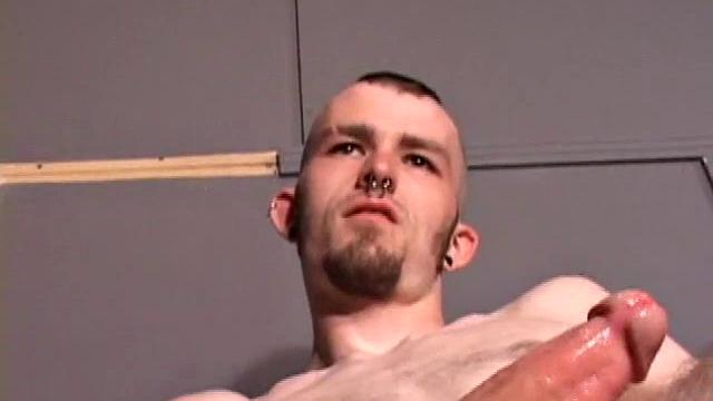 As soon as Nick Stevens gets undressed, he grabs some lube and starts to work on his swelling cock. It doesn't take too much stroking before Nick coaxes out a huge messy cum load.