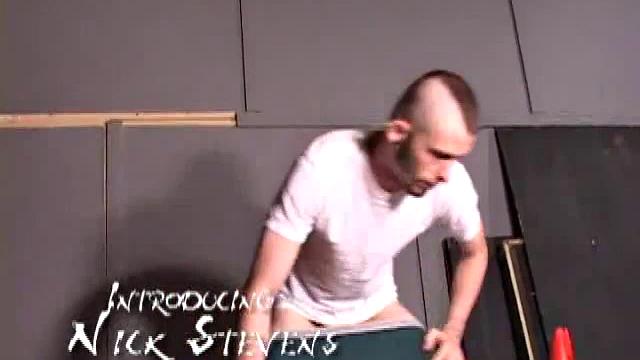 As soon as Nick Stevens gets undressed, he grabs some lube and starts to work on his swelling cock. It doesn't take too much stroking before Nick coaxes out a huge messy cum load.