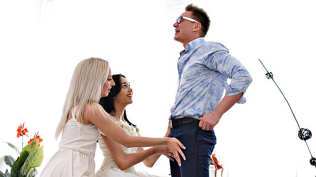 Awesome Threesome With Bride and Bridesmaid