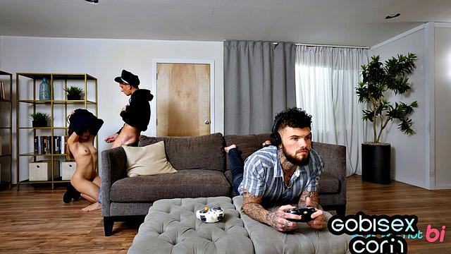 Hairy bae pussylicked by bisexual dudes