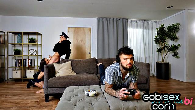 Hairy bae pussylicked by bisexual dudes