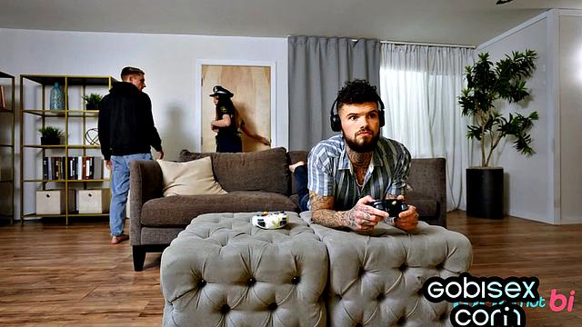 Hairy bae pussylicked by bisexual dudes