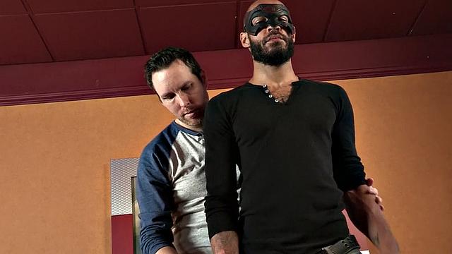 Masked jock cums in mouth after getting sucked