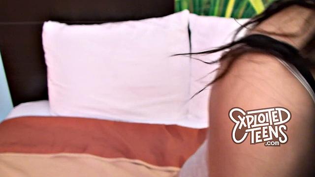 Brand new brunette teen wit hD cup tits stars in her first porn