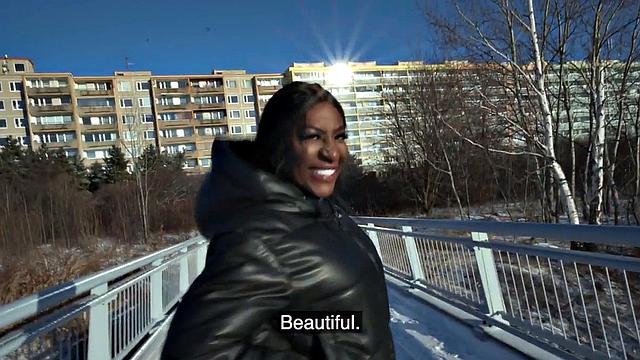 Bigtitted ebony babe picked up and fucked for cash in POV