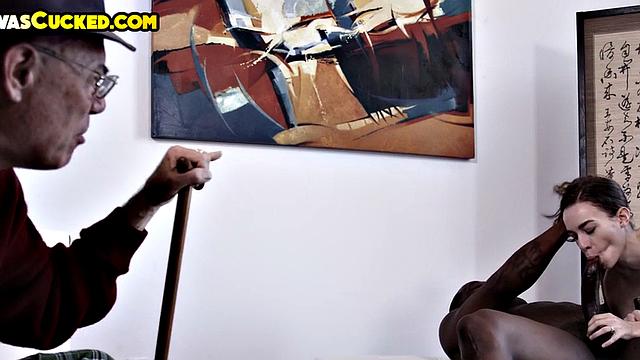 Cuckold husband watches petite wife pleasing BBC