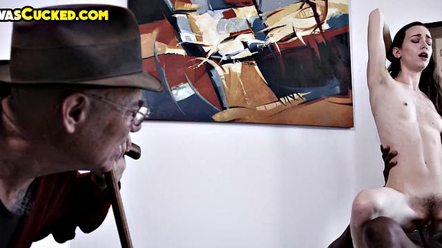 Cuckold husband watches petite wife pleasing BBC