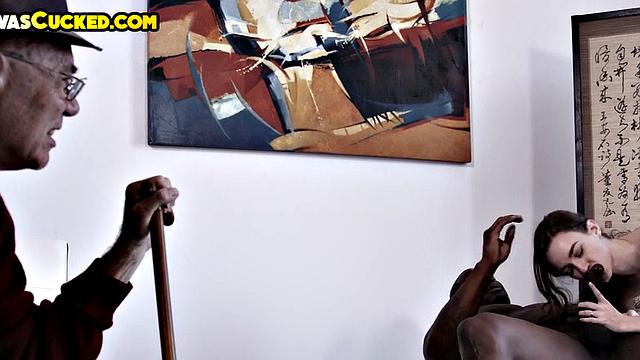 Cuckold husband watches petite wife pleasing BBC