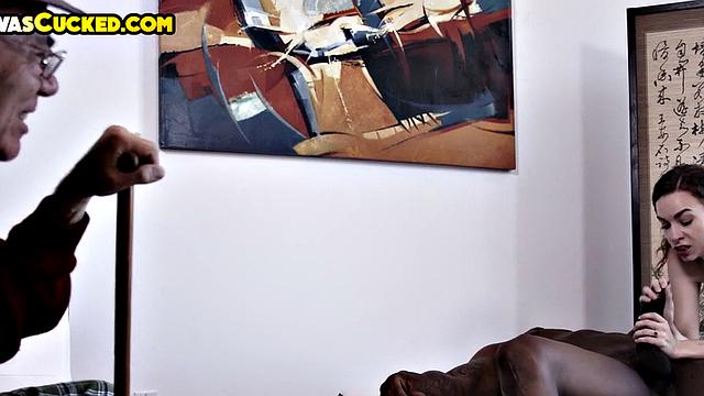 Cuckold husband watches petite wife pleasing BBC