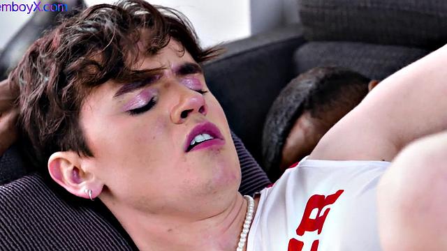 Cheerleader femboy IR nailed by Black in 21yo ass