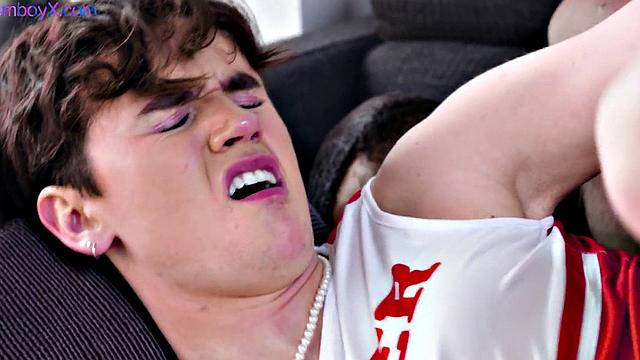 Cheerleader femboy IR nailed by Black in 21yo ass