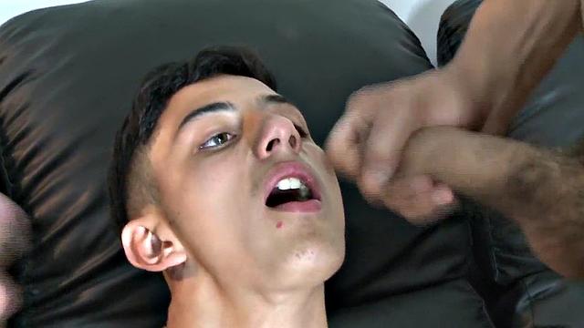 Facial loving in college uniform Latin 3some fucked
