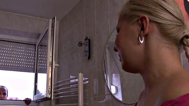 Peeping voyeur dominated by femdoms