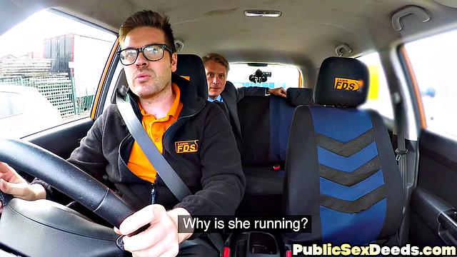 Cougar deepthroating in car