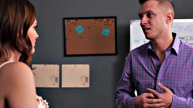 Busty teacher Rose Petal fucks friend's man in the classroom