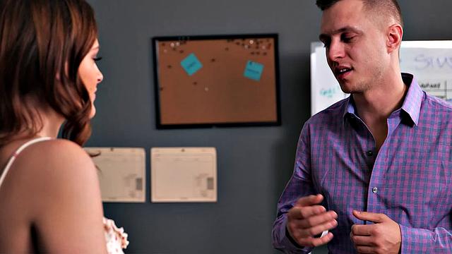 Busty teacher Rose Petal fucks friend's man in the classroom