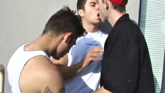 Dillon is a heavily tattooed street punk and the sparkplug of this incredible group sex scene, though Anthony and Nate more than hold their own. Within the first few minutes, everybody has sucked and stroked each other's dicks.