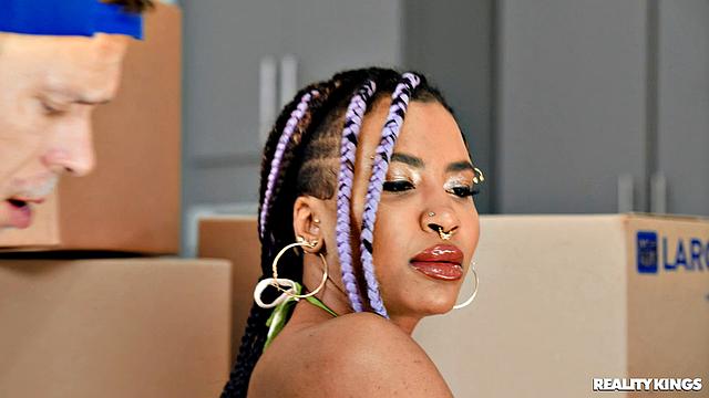 Annoyed Girlfriend Fucks Moving Guy