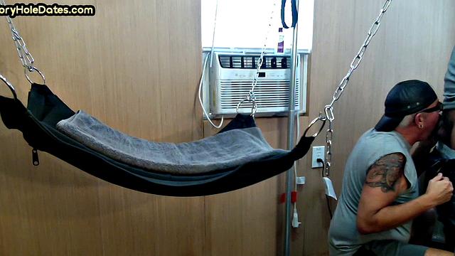 Real gaydaddy fucked at home in sling by cocksucking stud