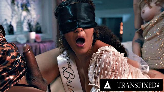 TRANSFIXED - Zariah Aura and Gray Perrier Trick Blindfolded Bride Into 3-WAY At Party!