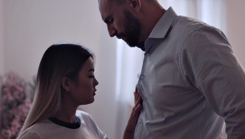 Asian stepdaughter pleasing stepdad with her tight muff