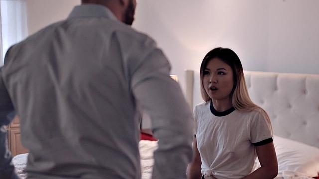 Asian stepdaughter pleasing stepdad with her tight muff