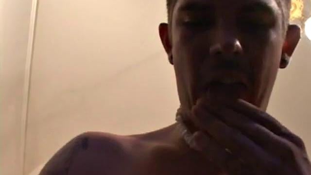 Lucky strips naked and begins jerking off for the camera. For added stimulation, he slides a finger in his ass and gets down to some serious stroking. After giving his cock a good workout, Lucky shoots a massive cum load.