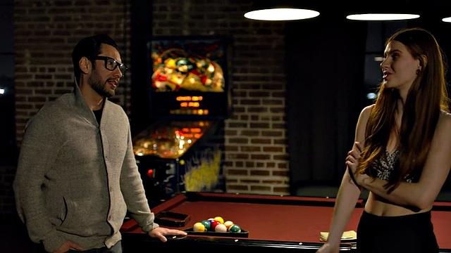 Redhead inked stepdaughter fucks stepdad on pool table