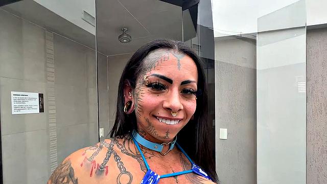 Transsexual filled with male dick in anal hole