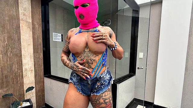 Transsexual filled with male dick in anal hole