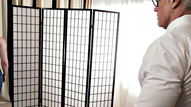 Petite twink barebacked by muscled DILF after cocksucking