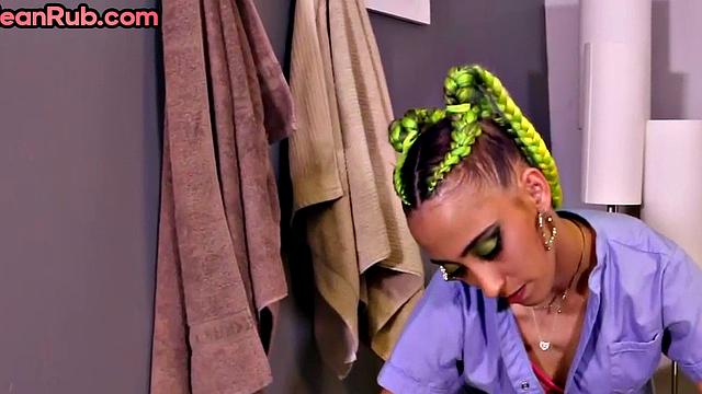 Mean masseuse teasing and playing