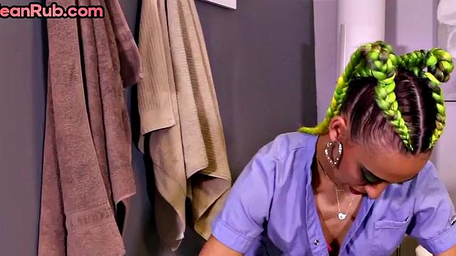 Mean masseuse teasing and playing