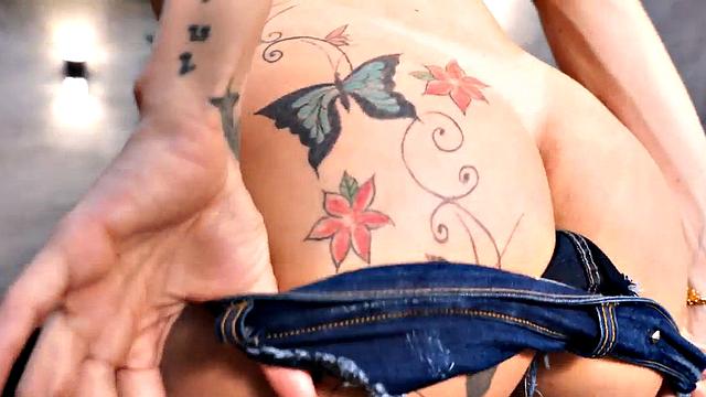 Trans beauty fucked in ass by male in doggystyle