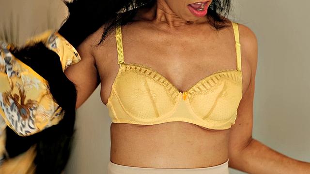 She's no angel...checking out 49-year-old Phoenix's dark nipples and pink pussy