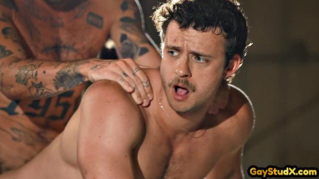 Horny stud drilling his twink slut