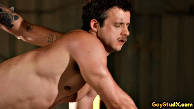 Horny stud drilling his twink slut