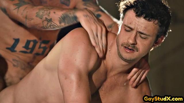 Horny stud drilling his twink slut