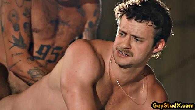 Horny stud drilling his twink slut