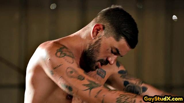 Horny stud drilling his twink slut