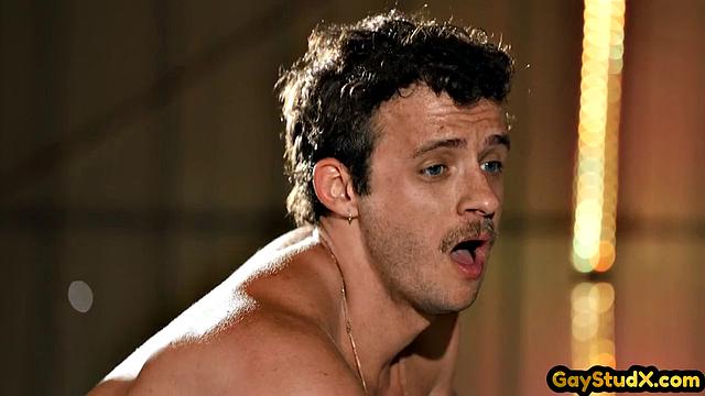 Horny stud drilling his twink slut