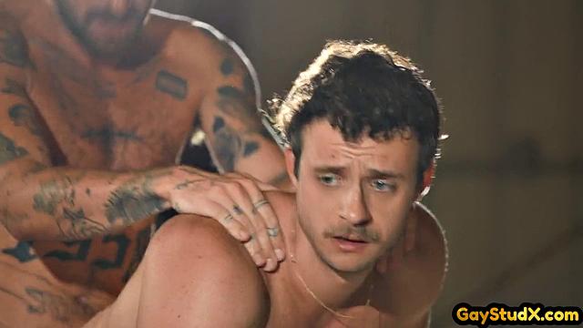 Horny stud drilling his twink slut